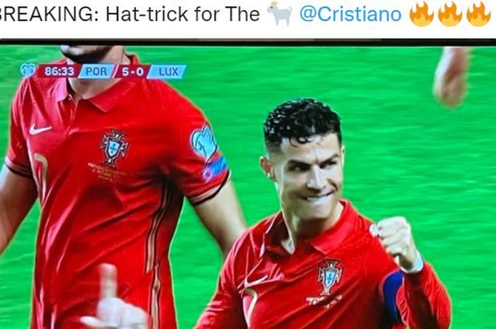 Timnas Portugal habisi tim tamu, Cristiano Ronaldo mengukir sejarah baru di dunia sepak bola internasional.