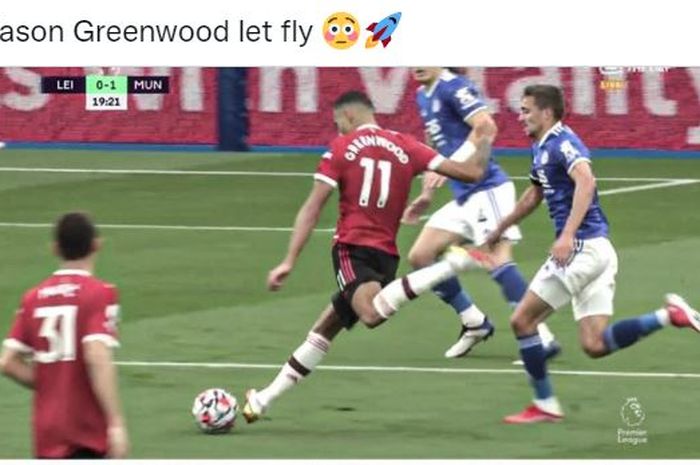 Mason Greenwood cetak gol yang tak bisa ditepis dua kiper, Man United bikin Leicester teler di Liga Inggris.