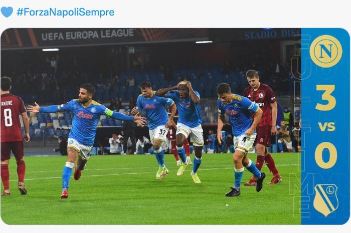 Napoli memetik kemenangan 3-0 atas Legia Warszawa pada laga Liga Europa, Jumat (22/10/2021)