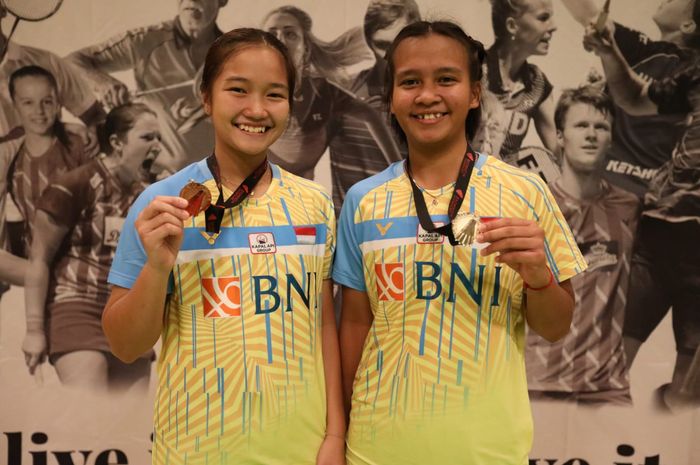 Ganda putri Indonesia, Meilysa Trias Puspita Sari/Rachel Allessya Rose, usai menjuarai Denmark Junior 2021, Minggu (24/10/2021) 