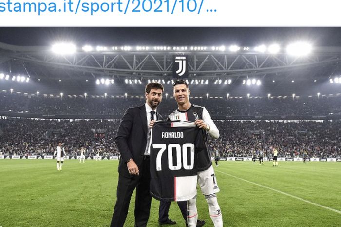 Cristiano Ronaldo bersama presiden Juventus, Andrea Agnelli. 