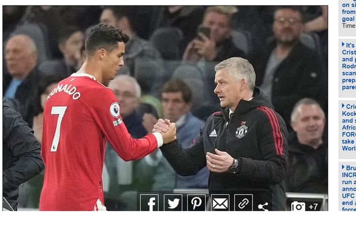 Cristiano Ronaldo (kiri) dan Ole Gunnar Solskjaer (kanan).