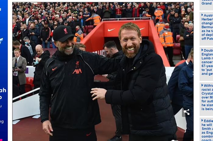 Juergen Klopp (kiri) dan Graham Potter (kanan).