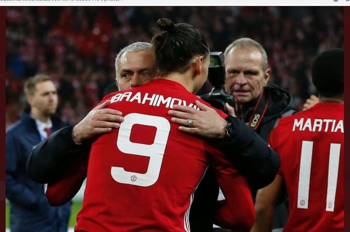 Zlatan Ibrahimovic dan Jose Mourinho saat masih sama-sama membela Manchester United.