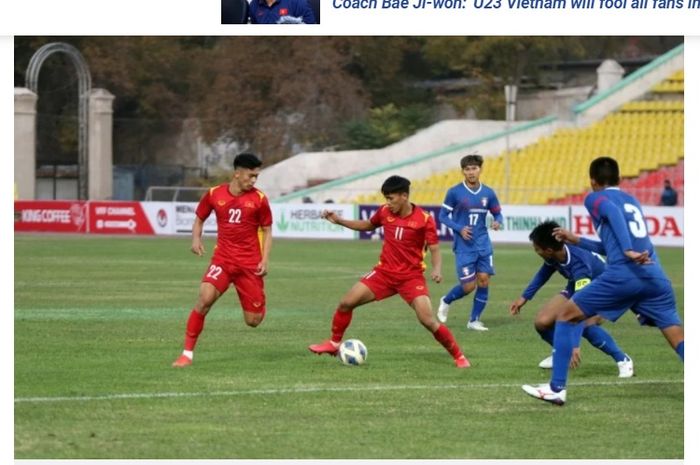 Timnas U-23 Vietnam kala melawan Taiwan dalam Kualifikasi Piala Asia U-23 2022.