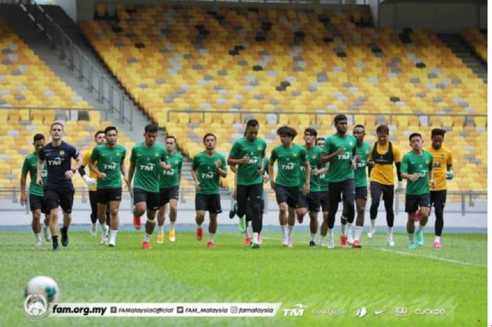 Para pemain Timnas Malaysia berlatih untuk persiapan Piala AFF.