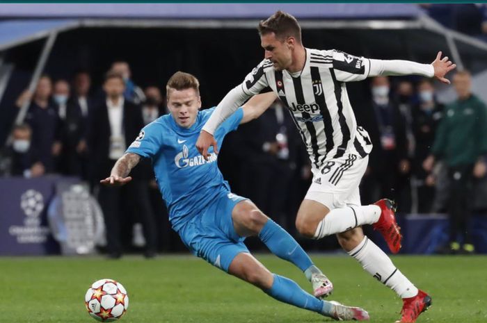 Aaron Ramsey dalam laga Liga Champions Juventus versus Zenit St. Petersburg.