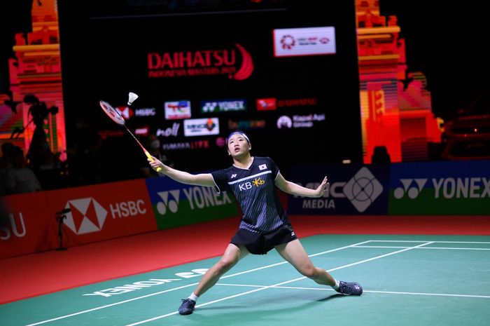 Pebulu tangkis tunggal putri Korea Selatan, An Se-young, pada semifinal Indonesia Masters 2021 di Bali International Convention Centre, Sabtu (20/11/2021).