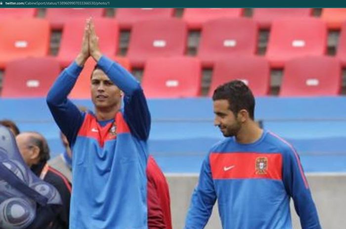 Cristiano Ronaldo dan Ruben Amorim sewaktu masih sama-sama memperkuat timnas Portugal.