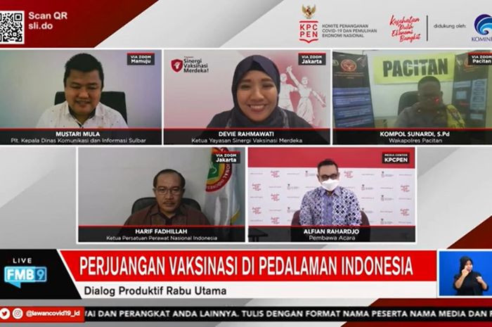 Dialog virtual bertema &ldquo;Perjuangan Vaksinasi di Pedalaman Indonesia&rdquo; yang diselenggarakan Komite Penanganan Covid-19 dan Pemulihan Ekonomi Nasional (KPCPEN), Rabu (24/11/2021).