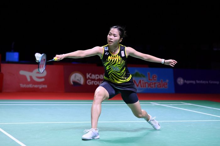 Pemain tunggal putri Thailand, Ratchanok Intanon, ketika tampil pada final Indonesia Open 2021 di The Westin Resort, Nusa Dua, Bali, Minggu (28/11/2021). 