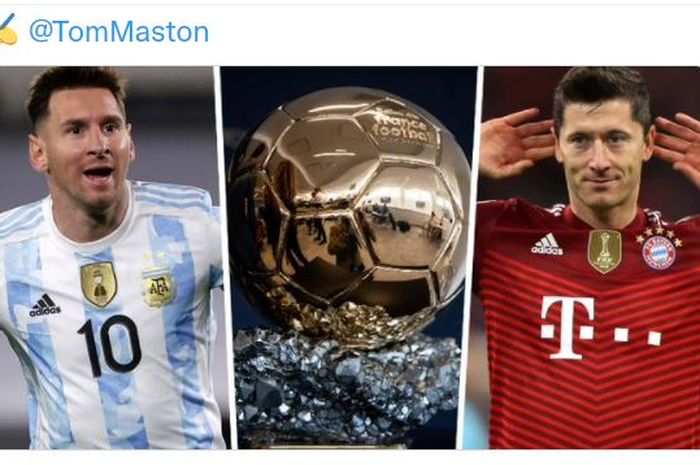 Lionel Messi dan Robert Lewandowski, bersaing di Ballon d'Or 2021.