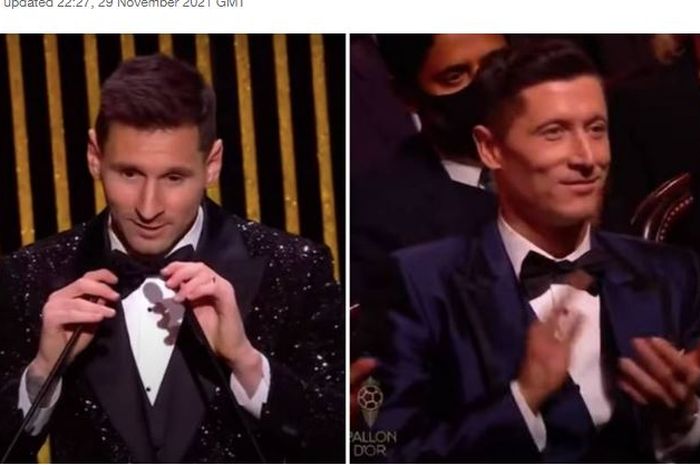 Lionel Messi (kiri) dan Robert Lewandowski (kanan).