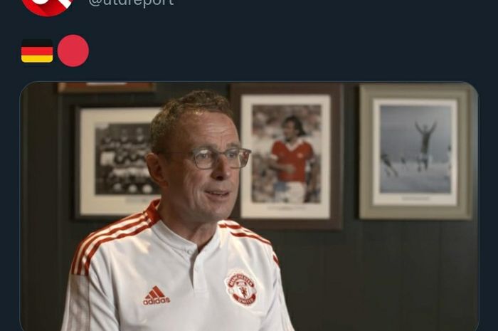 Pelatih interim Manchester United, Ralf Rangnick, dalam sesi jumpa pers pertamanya pada Jumat (3/12/2021).