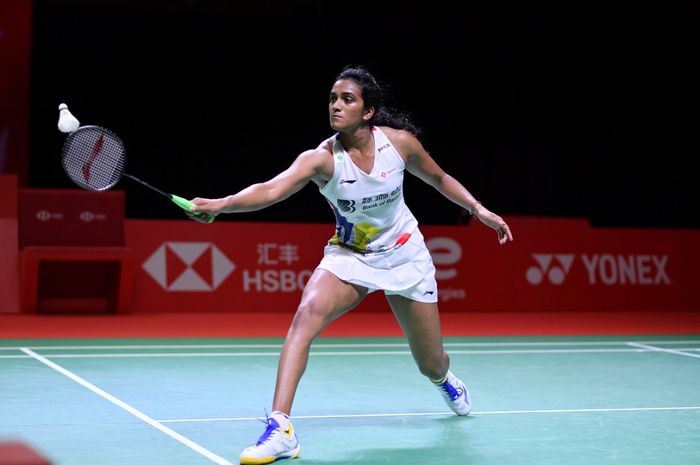 Pebulu tangkis tunggal putri India, Pusarla Venkata Sindhu, pada semifinal BWF World Tour Finals 2021 di Bali International Convention Centre, Nusa Dua, Sabtu (4/12/2021).