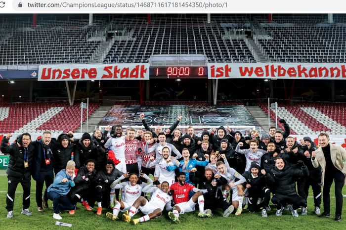 RB Salzburg lolos ke babak 16 besar setelah menaklukkan Sevilla dengan skor 1-0 di Red Bull Arena pada matchday terakhir fase grup Liga Champions, Rabu (8/12/2021)