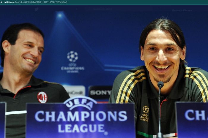 Massimiliano Allegri dan Zlatan Ibrahimovic sewaktu sama-sama berada di AC Milan pada musim 2011-2012.