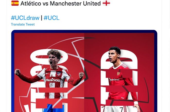 Ilustrasi pertandingan babak 16 Besar Liga Champions antara Atletico Madrid dan Manchester United.