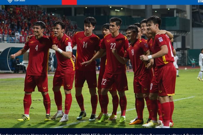 Timnas Vietnam ketika menaklukkan Kamboja dalam lanjutan Piala AFF 2020.