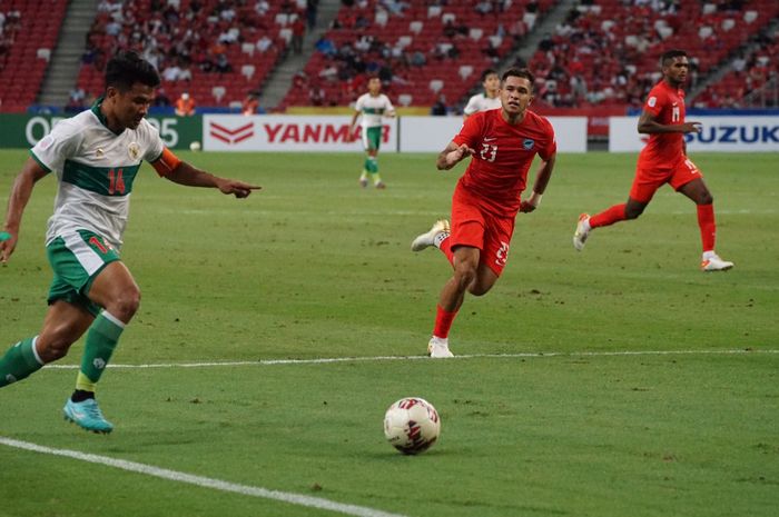 Pemain timnas Indonesia, Asnawi Mangkulam, saat laga melawan Singapura