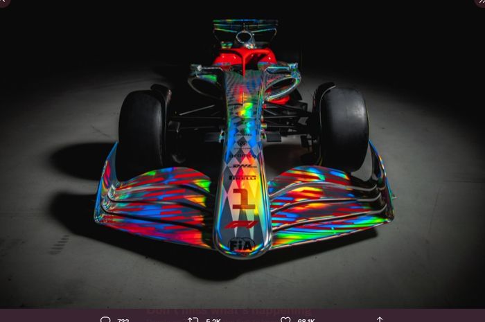 Citra digital dari mobil balap Formula 1 berdasarkan regulasi baru yang diterapkan mulai musim 2022.