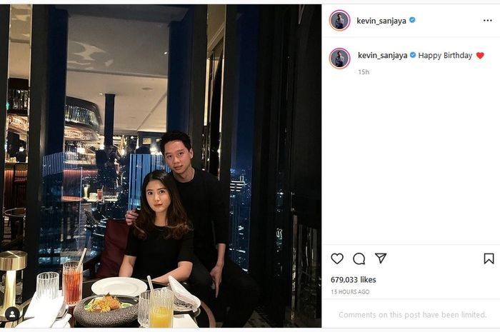 Unggahan pebulu tangkis ganda putra, Kevin Sanjaya Sukamuljo, di Instagram pada Kamis (13/1/2022)