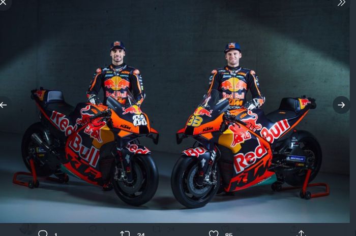 Pembalap Red Bull KTM, Miguel Oliveira (kiri) dan Brad Binder (kanan)