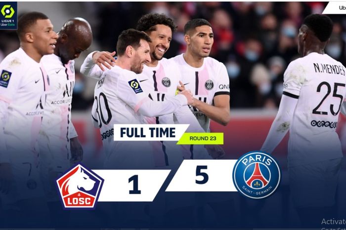 Paris Saint-Germain berhasil mengalahkan Lille 5-1 dalam laga pekan ke-23 Liga Prancis 2021-2022, Minggu (6/2/2022) atau Senin dini hari WIB.