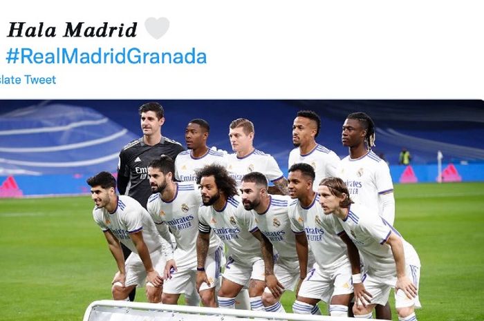 Skuad Real Madrid saat menghadapi Granada, Minggu (6/2/2022) atau Senin dini hari di Santiago Bernabeu, Madrid, Spanyol.