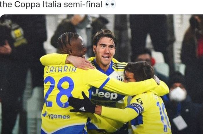 Dusan Vlahovic penyelamat, Juventus lolos ke semifinal Coppa Italia 2021-2022 dengan selamat usai menang di Stadion Allianz.