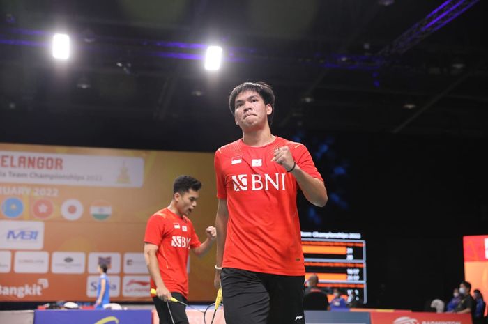 Ganda putra Indonesia, Leo Rolly Carnando/Daniel Marthin saat turun pada laga pertama Kejuaraan Beregu Asia 2022, Selasa (15/2/2022)