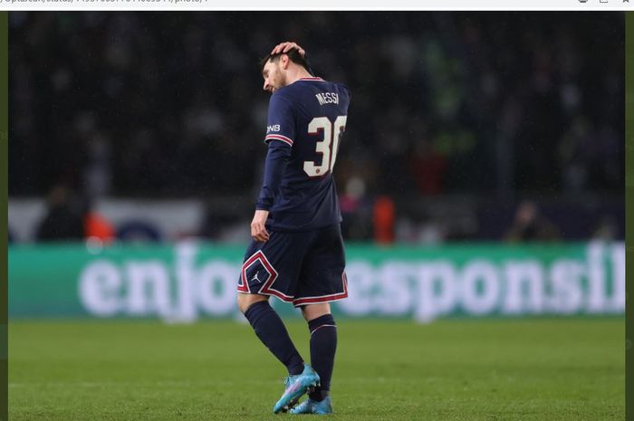 Megabintang Paris Saint-Germain, Lionel Messi, gagal mencetak gol lewat penalti pada laga leg pertama babak 16 besar Liga Champions 2021-2022 melawan Real Madrid di Stadion Parc des Princes, Selasa (15/2/2022).