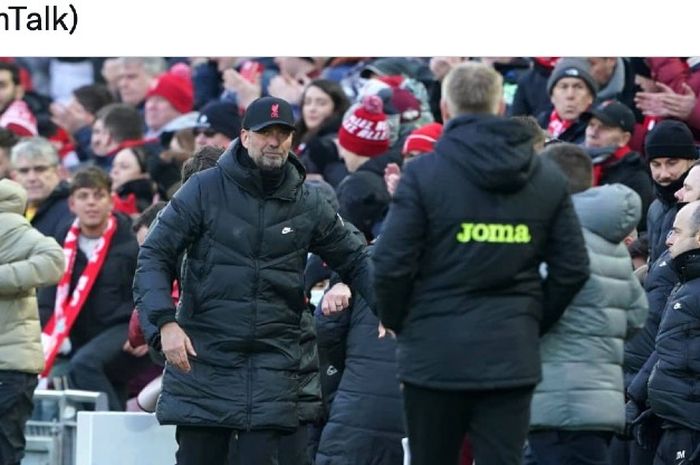 Pelatih Liverpool, Juergen Klopp, pada pertandingan pekan ke-26 Liga Inggris musim 2021-2022 versus Norwich di Anfield, Sabtu (19/2/2022).