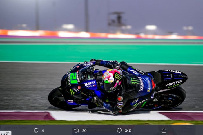 Pembalap Monster Energy Yamaha, Franco Morbidelli saat balapan seri pembuka MotoGP 2022 di Sirkuit Losail, Qatar.