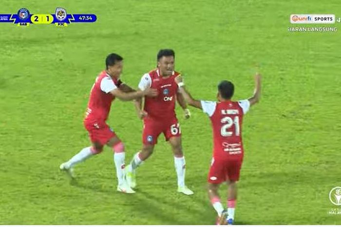 Saddil Ramdani mencetak gol untuk Sabah FC saat menang 3-1 atas Petaling Jaya City pada pekan kedua Liga Super Malaysia 2022, Rabu (9/3/2022).