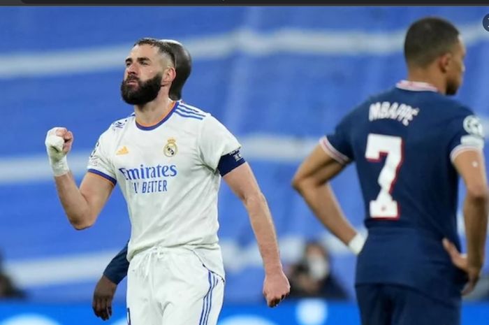 Striker Real Madrid, Karim Benzema, dan penyerang Paris Saint-Germain, Kylian Mbappe