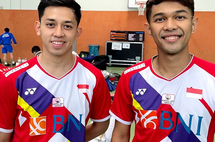 Pasangan ganda putra Indonesia, Fajar Alfian/Muhammad Rian Ardianto, selesai bertanding pada babak pertama German Open 2022, Rabu (9/3/2022).