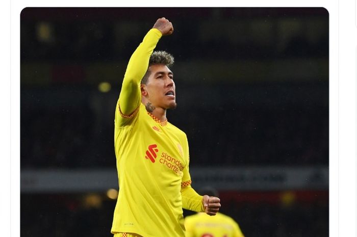 Ekspresi penyerang Liverpool, Roberto Firmino, pada pertandingan tunda Liga Inggris pekan ke-27 melawan Arsenal di Stadion Emirates, London, Rabu (16/3/2022) waktu setempat atau Kamis dini hari WIB. 