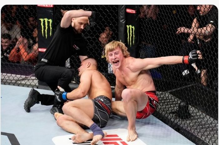 Jagoan asal Inggris, Paddy Pimblett sesaat setelah menangi UFC London (20/3/2022).