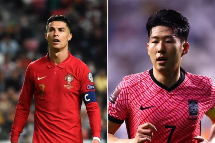 Penyerang Timnas Portugal Cristiano Ronaldo (kiri) dan penyerang Timnas Korea Selatan Son Heung-min.