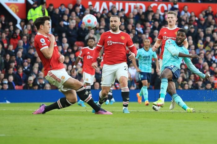 Laga Manchester United vs Leicester pada pekan ke-31 Liga Inggris 2021-2022 di Old Trafford.