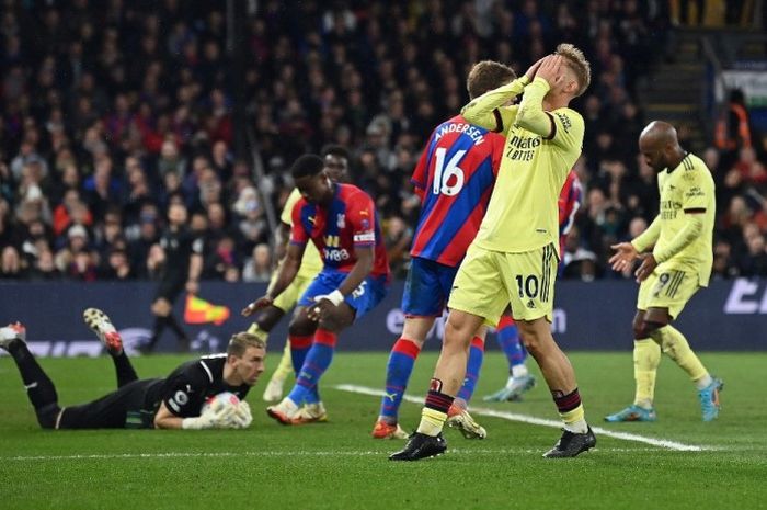 Arsenal menderita kekalahan dari Crystal Palace di Selhurst Park, Senin (4/4/2022).