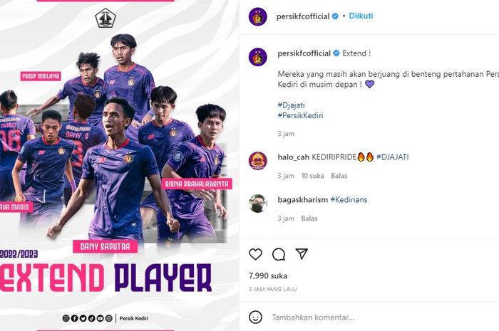 Persik Kediri resmi perpanjang kontrak empat pemain pada bursa transfer musim ini