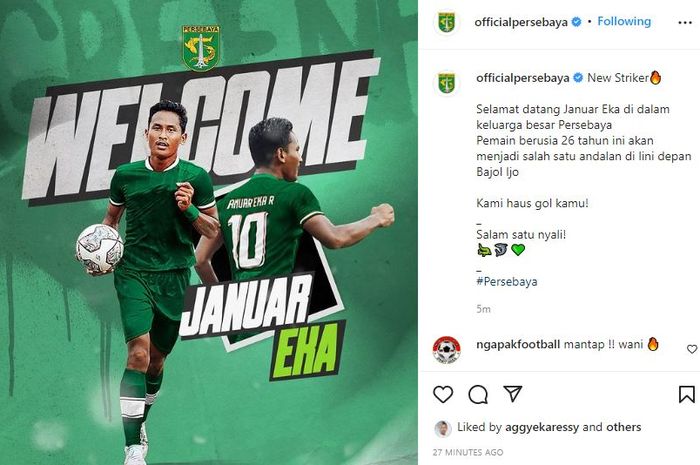 Rekrutan anyar Persebaya Surabaya, Januar Eka.