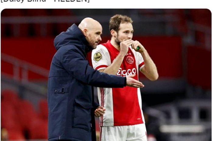 Potret Erik ten Hag (kiri) dan Daley Blind ketika di Ajax Amsterdam.