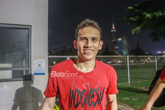 Egy Maulana Vikri saat ditemui seusai latihan timnas U-23 Indonesia di Lapangan B, Senayan, Jakarta, 1 Mei 2022.