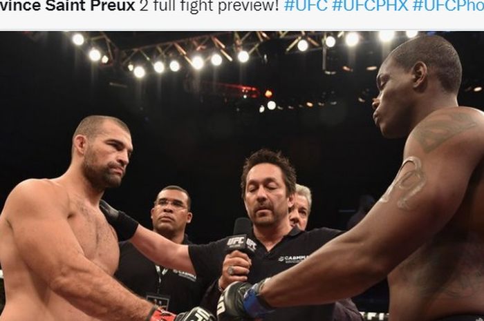 Dua jagoan UFC, Ovince Saint Preux (kanan), dan Mauricio Rua pada pertarungan pertama mereka di tahun 2014 silam. 