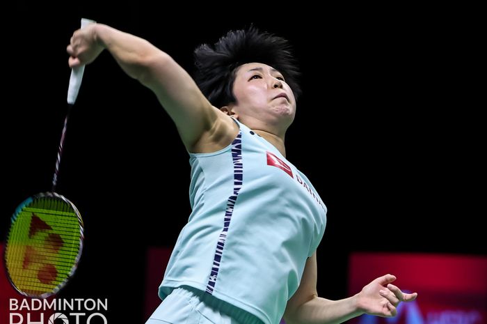 Pebulu tangkis tunggal putri Jepang, Akane Yamaguchi, saat menghadapi Tai Tzu Ying pada pertandingan Jepang vs Taiwan pada perempat final Uber Cup 2022 di Impact Arena, Bangkok, Thailand, 12 Mei 2022.