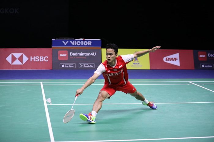 Anthony Sinisuka Ginting saat bertanding di final Thomas Cup 2022 melawan Lakhsya Sen