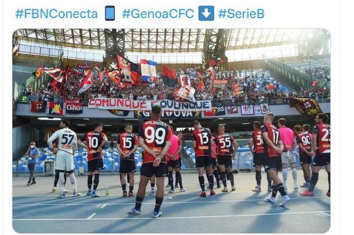 Genoa terdegradasi dari Liga Italia Serie A setelah kalah dari Napoli di partai pekan ke-37 (15/5/2022).